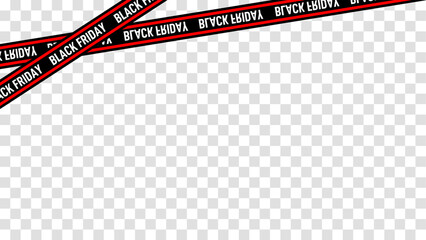 Black Friday sale background white copy space. Crossed ribbons and stripes with text on transparent background