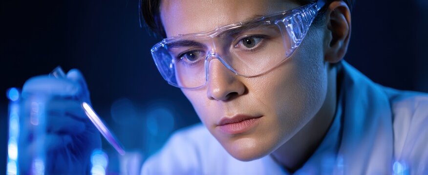 lab scientist performing a chemical test with care and attention to detail