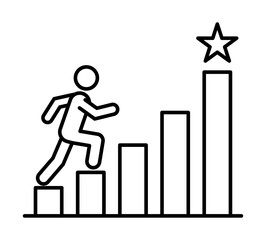 Climbing steps on bar graph to reach a goal