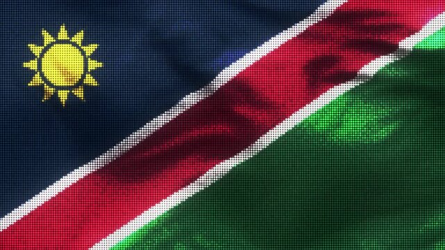 Namibia flag with LED screen display. These videos are retro-style, realistic and 4K, and are perfect for creative projects.