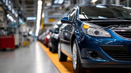 Obraz premium Car manufacturing process automotive factory industrial photography modern environment close-up view efficiency and quality control