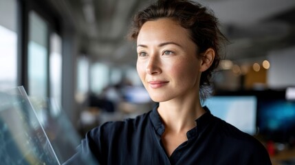 Innovative business strategy meeting modern office professional portrait collaborative environment close-up growth mindset