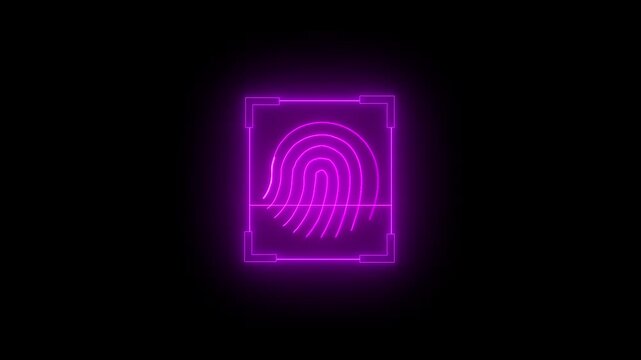 Animated fingerprint scanning icon for biometric security 4k