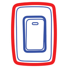 Modern Red White and Blue Icon of Mobile Device Concept with Rounded Corners and Minimalist Design Ideal for Tech Startup