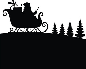 vector illustration of a silhouette of a santa