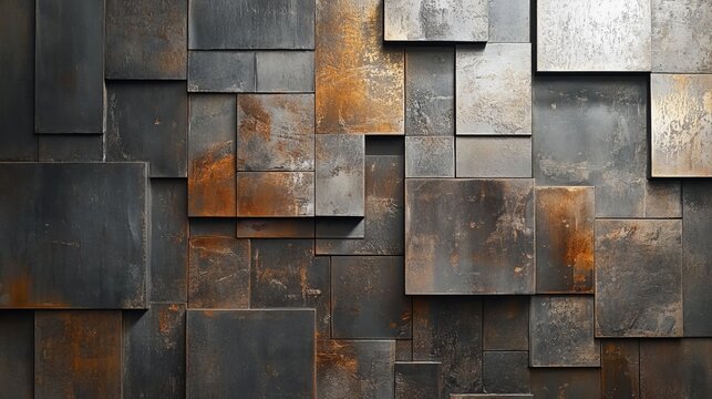Rustic Metal Wall Tiles in Industrial Pattern Design