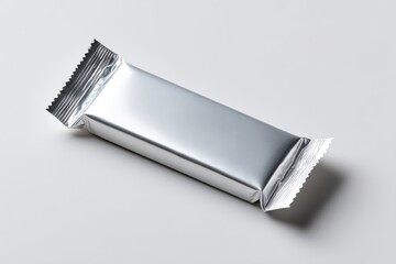 Silver Wrapped Delicacy: A close-up view presents a sleek, silver-wrapped product, subtly angled to showcase its modern design and the promise of the deliciousness within.