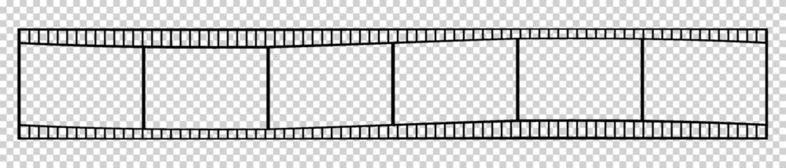 Fototapeta premium film strip icon used for videography elements, cinema reel. Filmstrip with frames, photo and videos for camera. Old white and black film tapes of 35mm. Realistic film strip on white background.