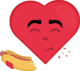 vector illustration emoticon character heart cartoon eating fast food from a hot dog