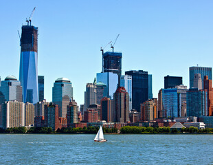 A view across the Hudson River of lower Manhattan construction in New York City in 2012
