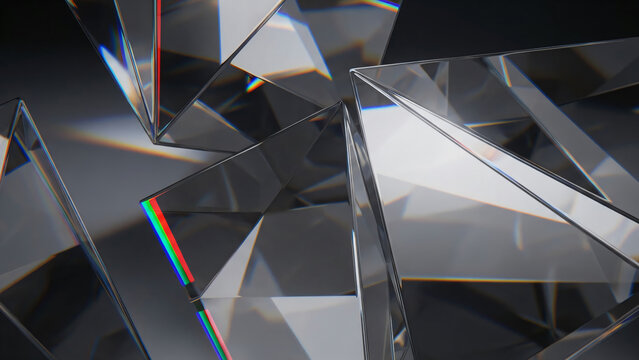 Abstract geometric shapes, glass pyramids background
