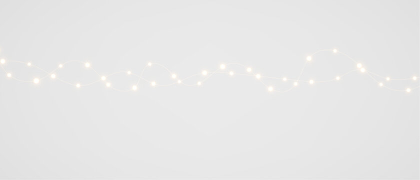 Vector Christmas lights on a transparent background. Christmas light PNG. Garland for holiday cards and banners overlay background	
 