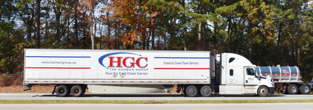 HGC The Harman Group company truck, Interstate 95, North Carolina, USA