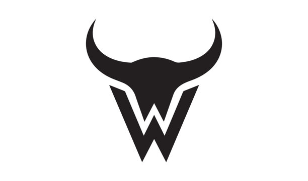 Black bull skull logo with a stylized w inside