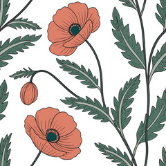 Mixed flower leaf and fruits pattern