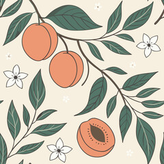 Mixed flower leaf and fruits pattern