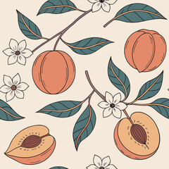Mixed flower leaf and fruits pattern