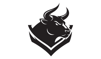 Aggressive black bull head emblem with sharp horns and fierce eyes