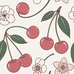 Mixed flower leaf and fruits pattern
