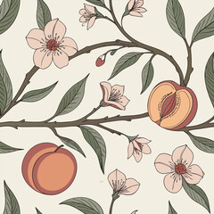 Mixed flower leaf and fruits pattern