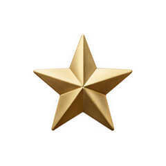 Obraz premium A single shiny golden five pointed star with sharp points and a metallic sheen isolated on transparent background