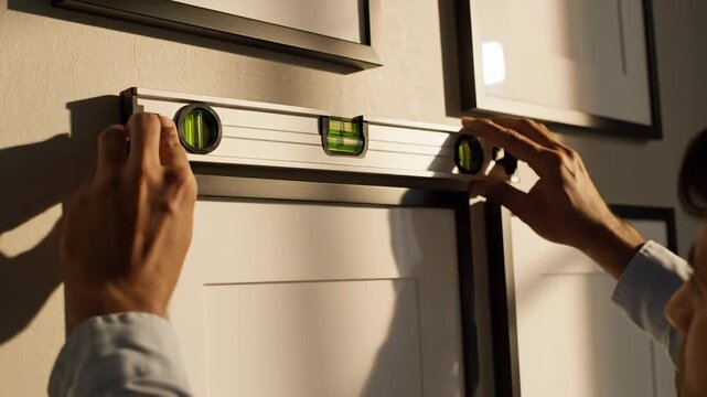 Precise Alignment: Installing Picture Frames Using a Level for Perfect Wall Decor Presentation
