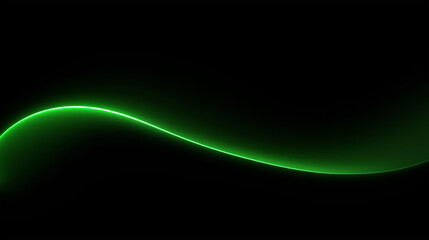 Glowing green wave abstract art on black background