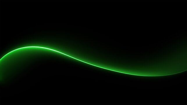 Glowing green wave abstract art on black background

