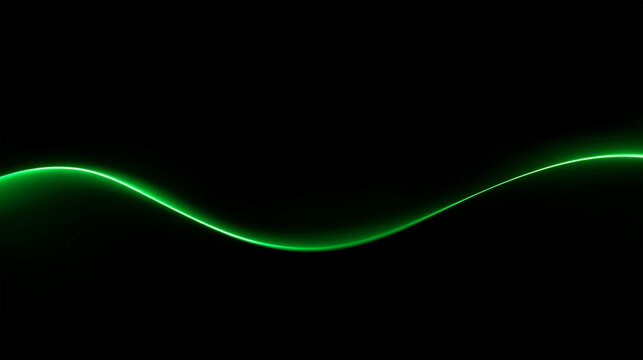 Glowing green wave abstract art on black background