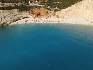 lefkada, greece, porto katsiki beach aerial view