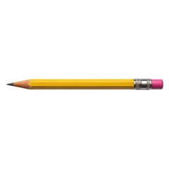 Fototapeta premium A classic yellow wooden pencil with a pink eraser and silver ferrule sharpened to a fine point isolated on transparent background