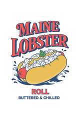 Fototapeta premium Maine lobster roll classic coastal snack with buttery bun illustration