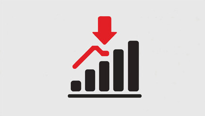 Financial Graph with Red Arrow Showing Downward Trend and Market Decline