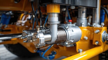 Close up of industrial machinery component with transparent background
