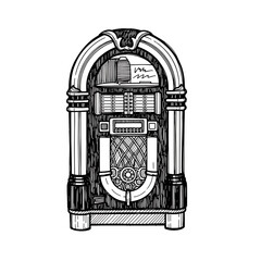 Vintage jukebox illustration on a black background