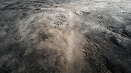 Aerial View of a Dusty Terrain with Textured Surface, Showing Erosion Patterns and a Unique Landscape
