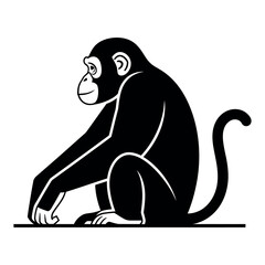 Minimalist flat vector chimpanzee logo design isolated on white background