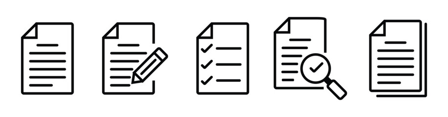 Document & Checklist Clipboard Icons Editable stroke icons for tasks and notes