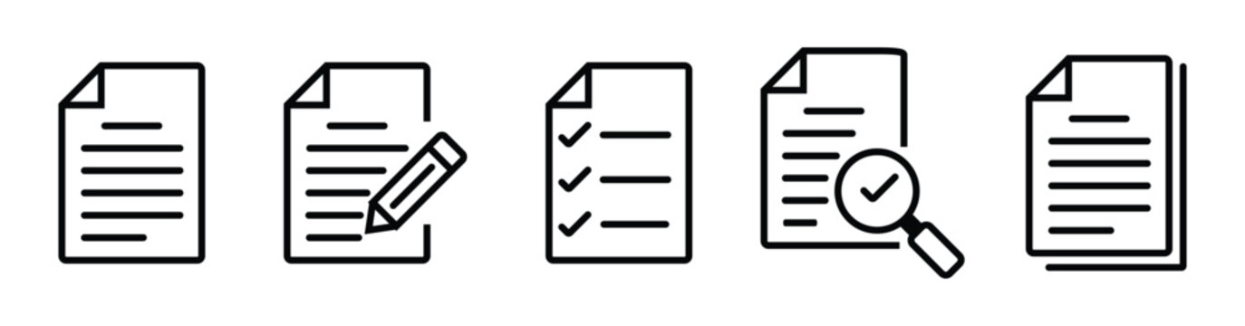 Document & Checklist Clipboard Icons Editable stroke icons for tasks and notes