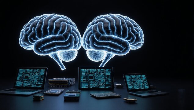 AI as the digital counterpart of human intelligence encompassing concepts such as neural networks and understanding