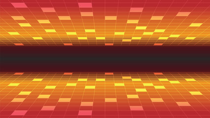 Futuristic Glowing Grid Horizon with Warm-Toned Backgrounds