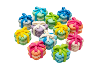 Colorful Heart-Shaped Macaron Gifts with Bows - Sweet Festive Desserts for Valentine's Day, Anniversaries, Birthdays, and Special Occasions