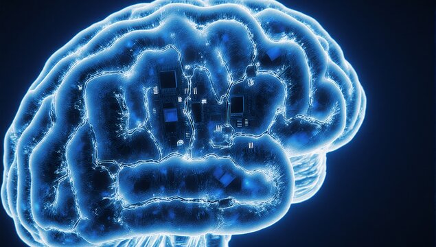 White background depicting brain circuit concept related to artificial intelligence