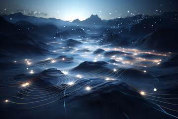 Cosmic design aesthetic energy map of luminous paths