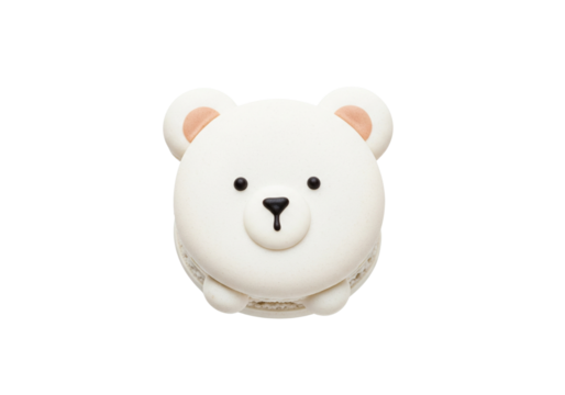 Cute White Bear Macaron Dessert Isolated on White Background