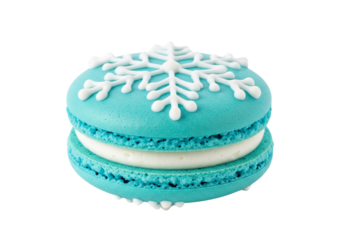 Elegant Winter Snowflake Macaron Dessert Isolated on White