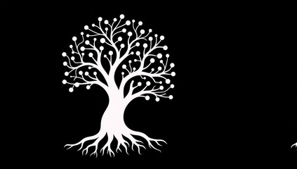 Obraz premium Design a minimalist clip art logo featuring the silhouette of a brain-shaped tree