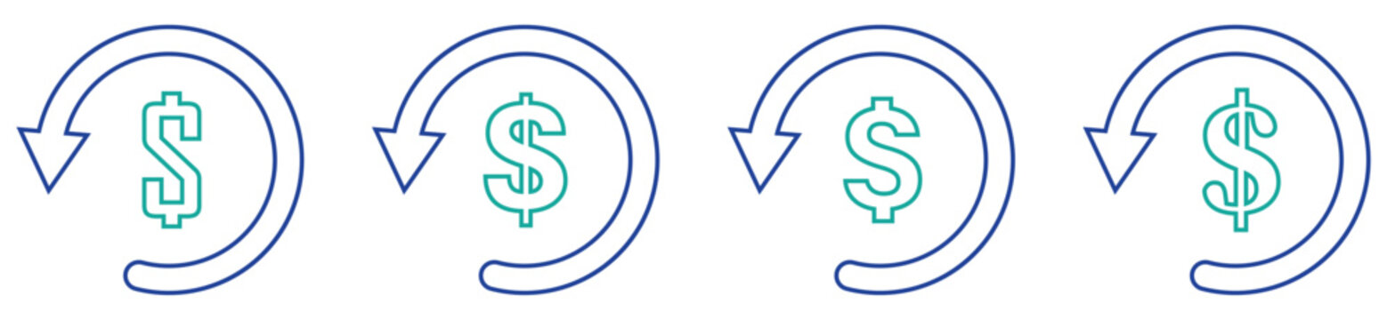 Financial Refund Stroke Icon Modern thin line logo for banking, ecommerce, and payment apps
