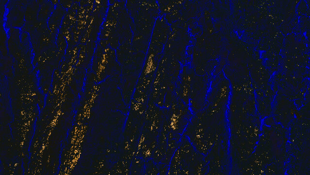 Dark gold blue chaotic flowing rambling abstract lines