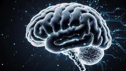 Digital art depicting a sci-fi vision of an artificial intelligence personified as a computerized brain